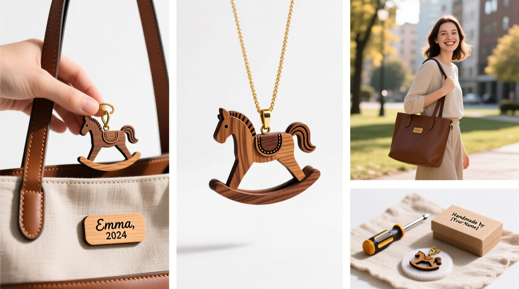 step by step guide to personalizing your bag with a unique rocking horse pendant