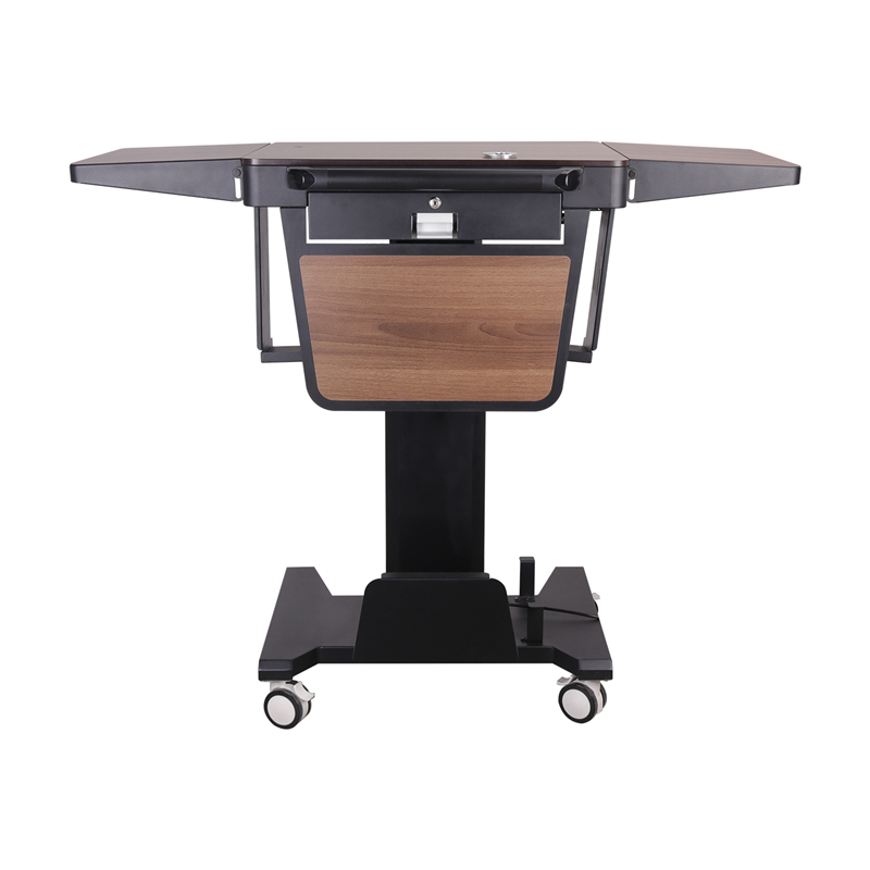 Movable lectern wood and aluminum body height adjustable desk speaker and audio system podium