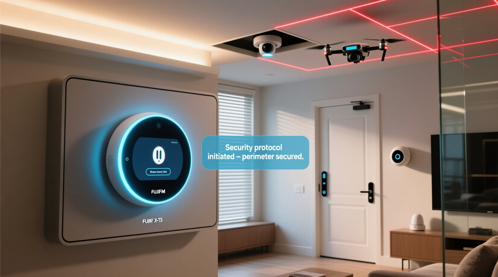 Smart home security hub showing automated response sequences