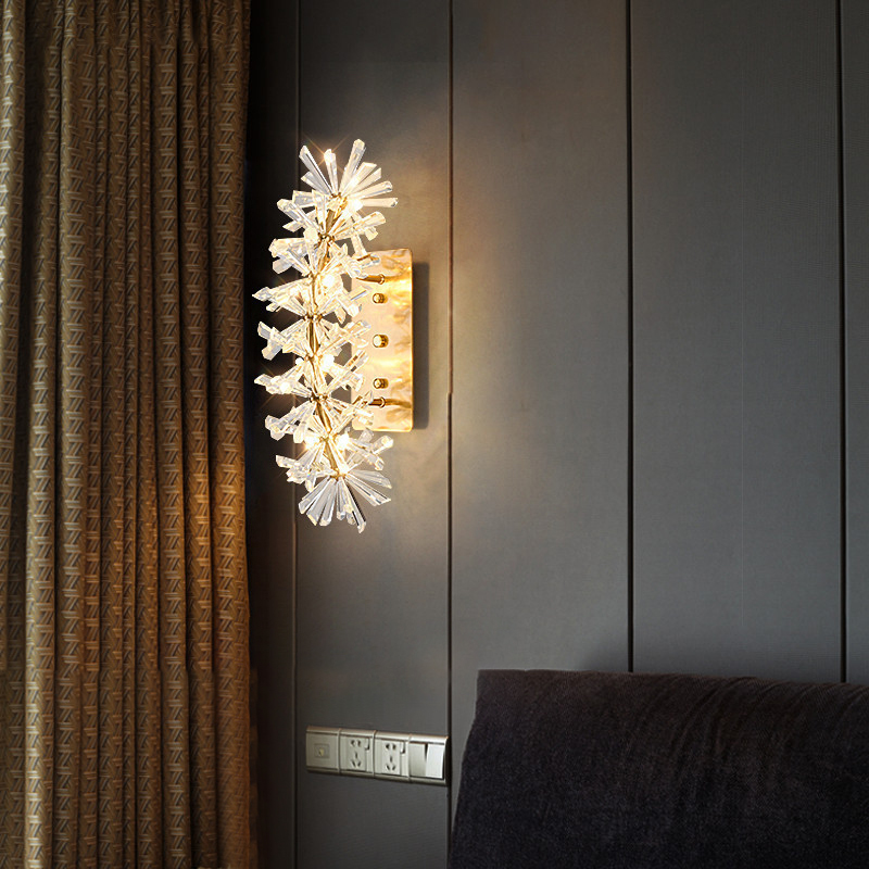 New design art square crystal goldene wall lamp  wandleuchte for living room bedroom