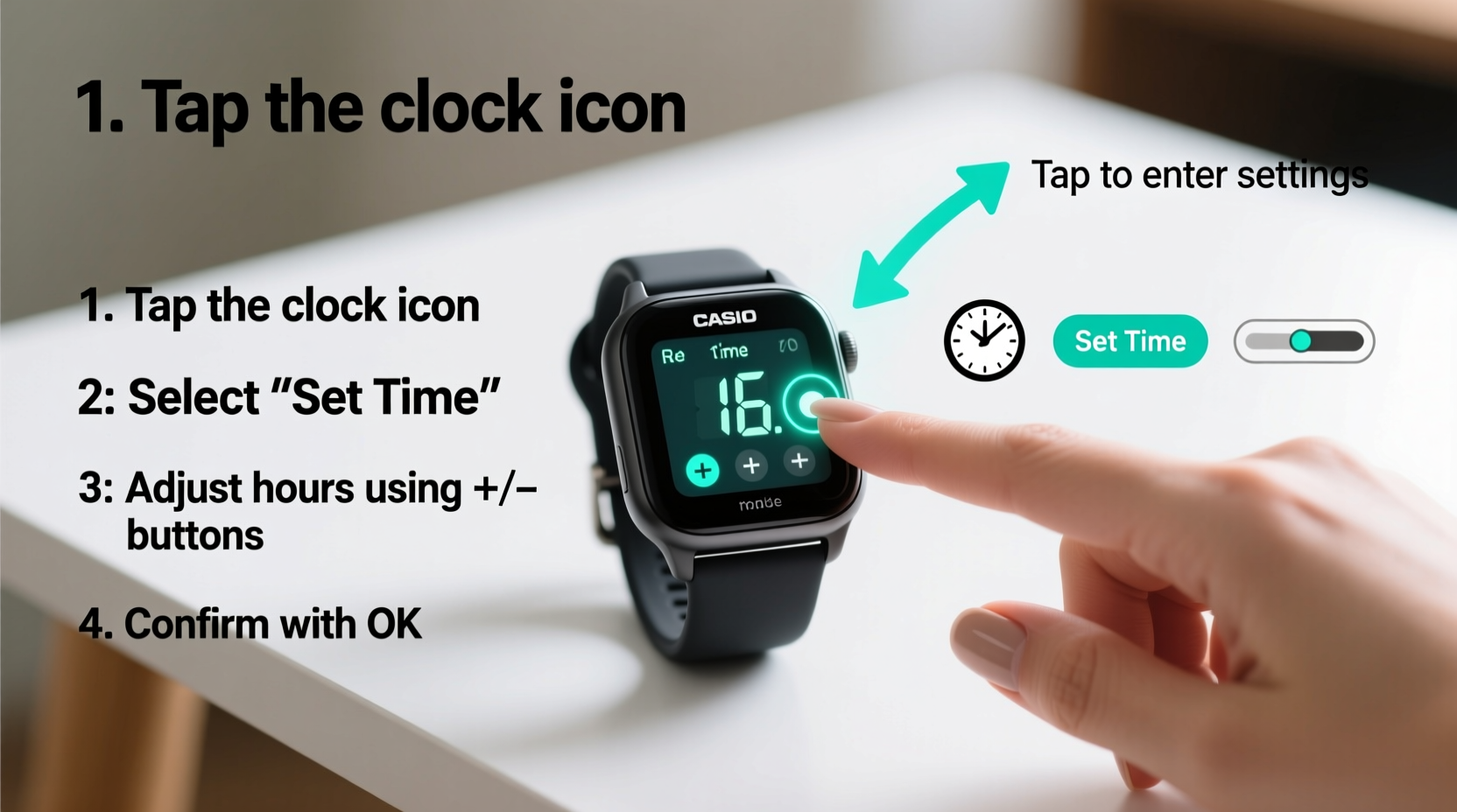 step by step guide how to easily change the time on your casio digital touch watch