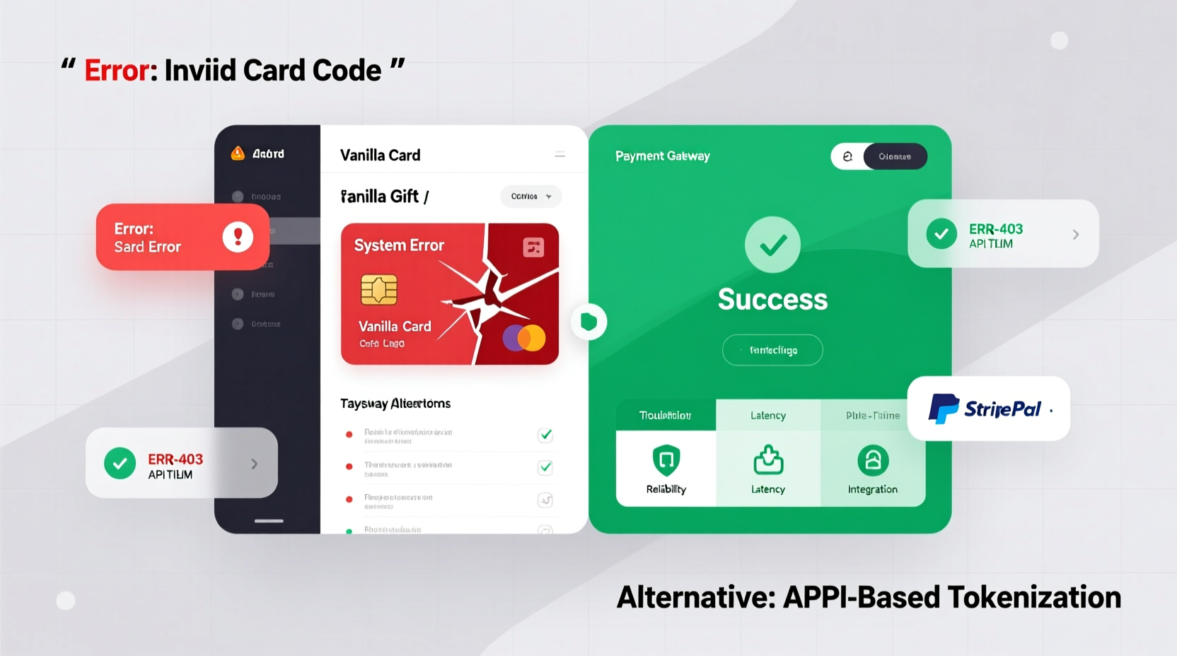 vanilla gift card system error solutions alternatives