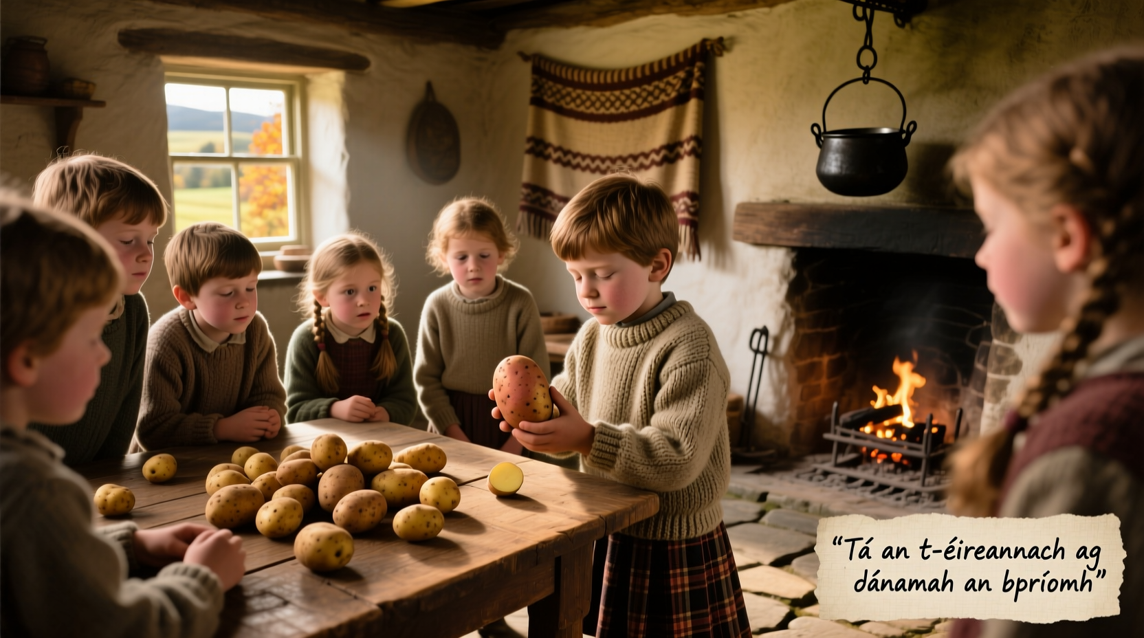 Irish children playing potato divination game