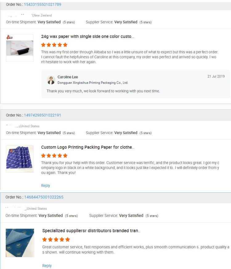 Food grade custom printed wrapping paper grease proof Wax paper for packaging