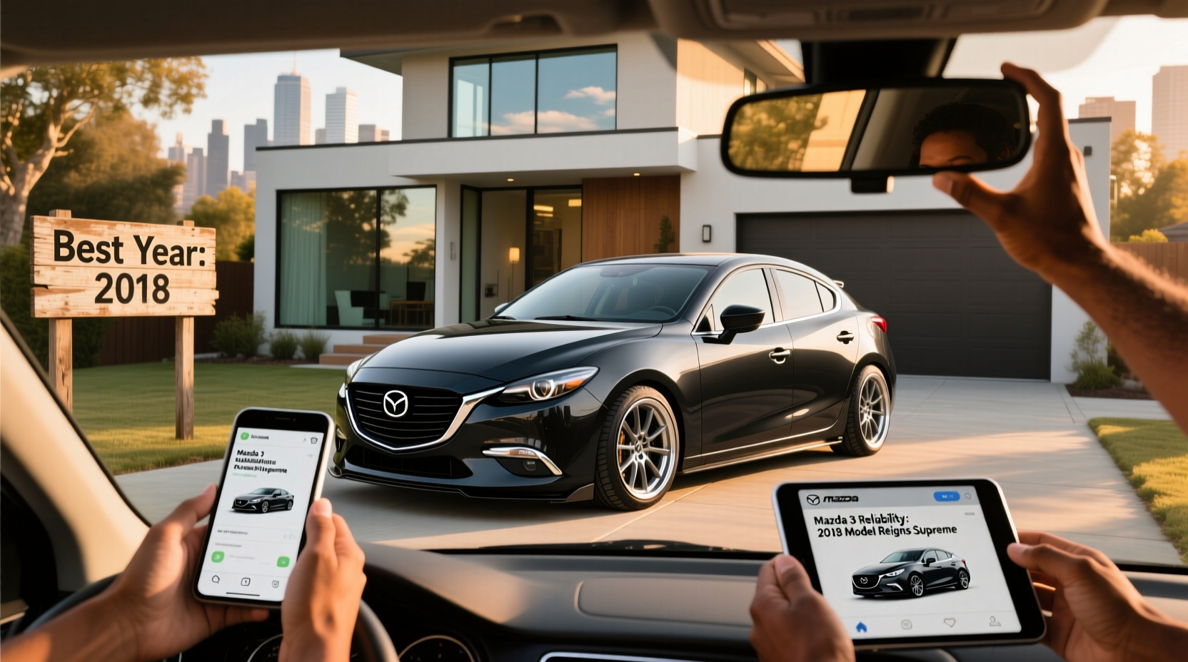 Mazda3 hatchback lineup comparison showing design evolution from 2010 to 2020