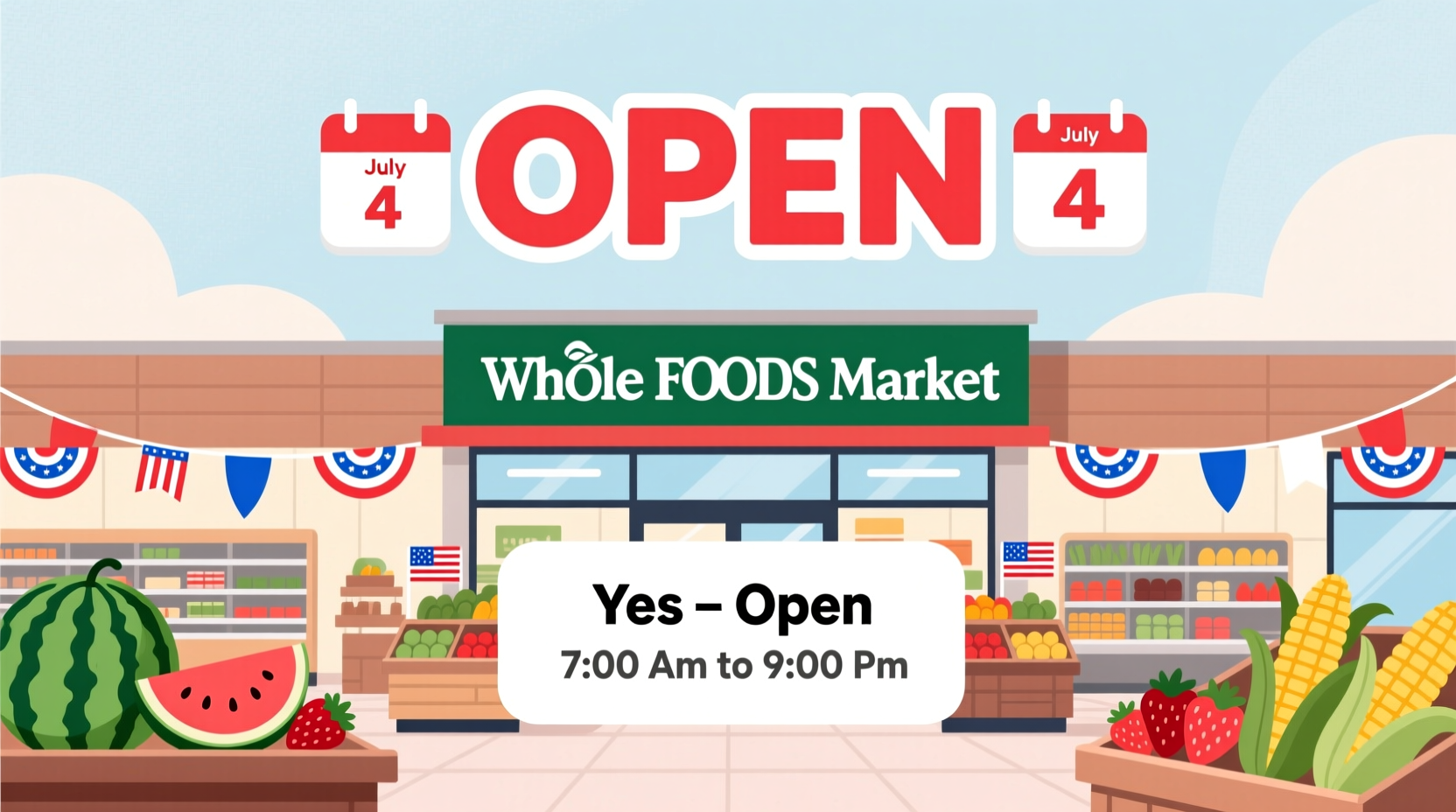 is whole foods open on the 4th of july