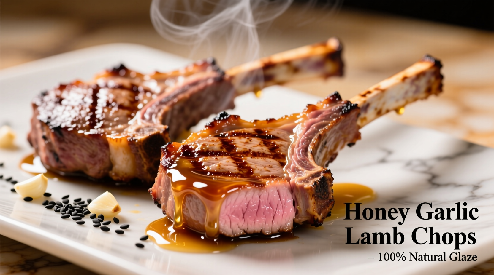 Perfectly seared honey garlic lamb chops with glaze