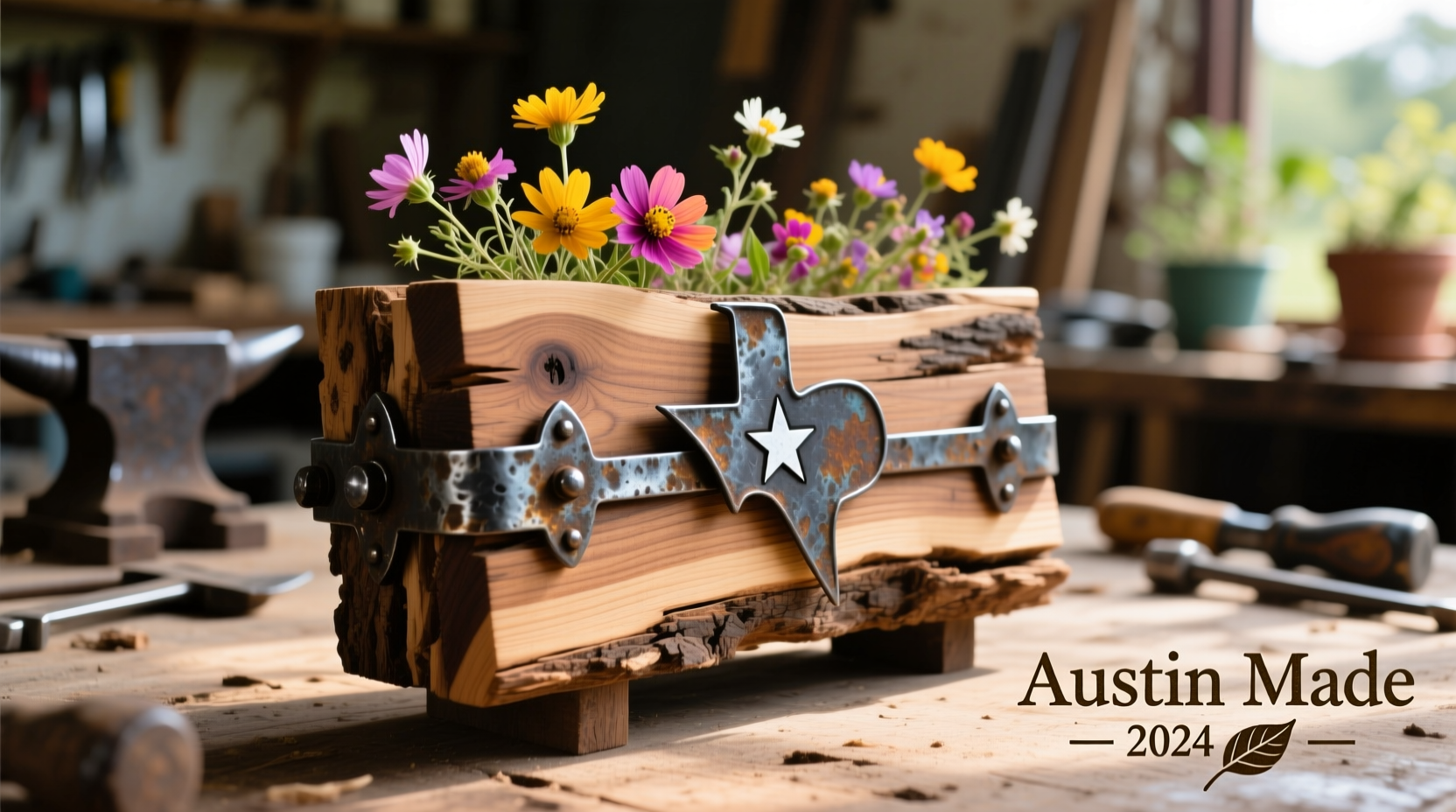 Finished craft project made with Austin local materials