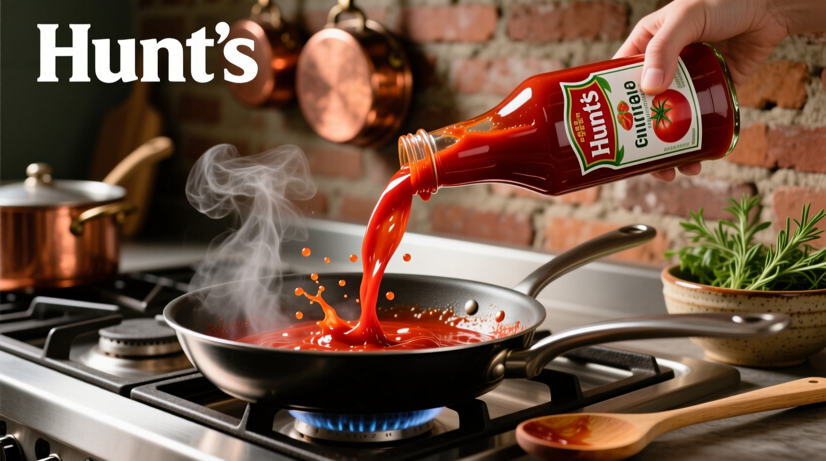 Hunt's tomato sauce in cooking application