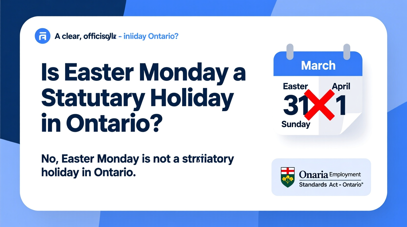 is easter monday a stat holiday in ontario