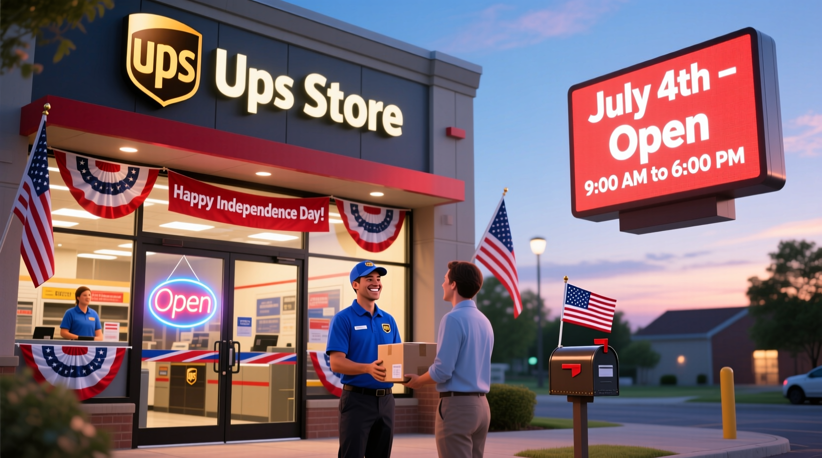 is ups store open on july 4th