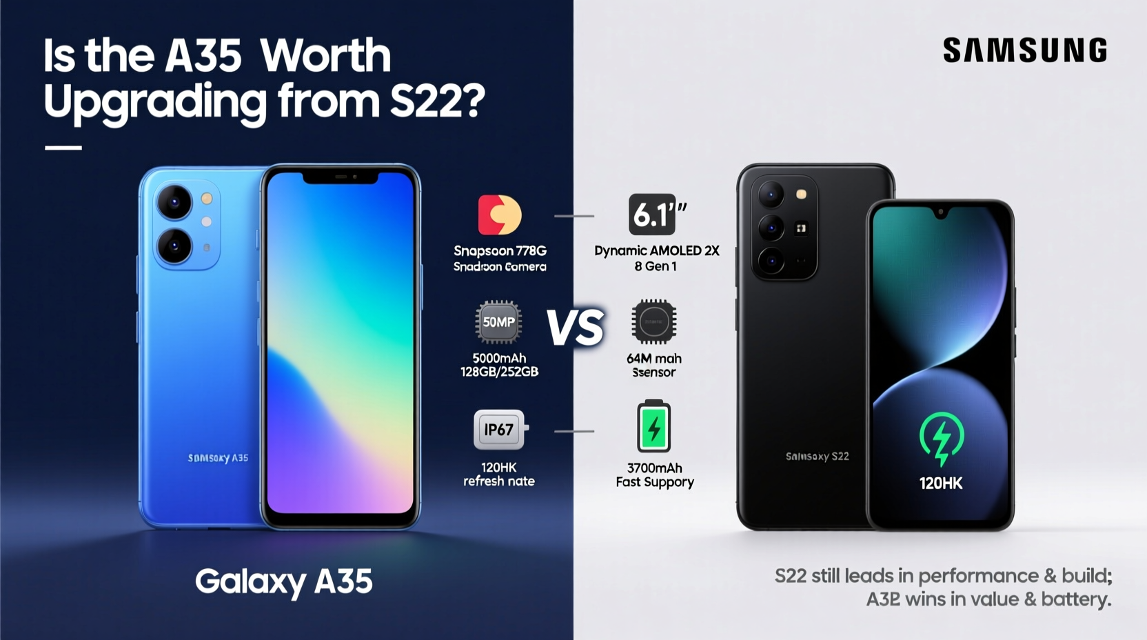 samsung a35 vs s22 is it worth upgrading or is the older s22 still better