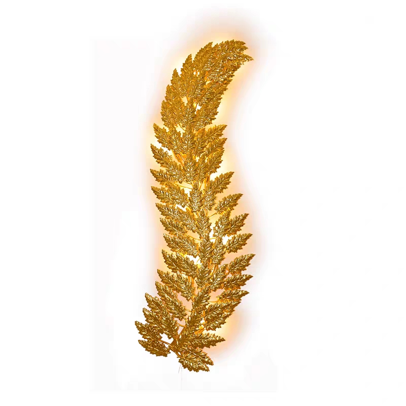 modern decorative LED indoor brass gold aluminum leaf wall sconce wall lamp