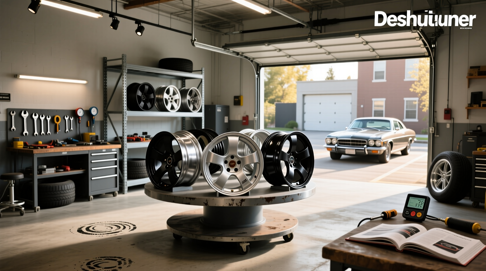 Assortment of used rims for sale showing different styles and finishes