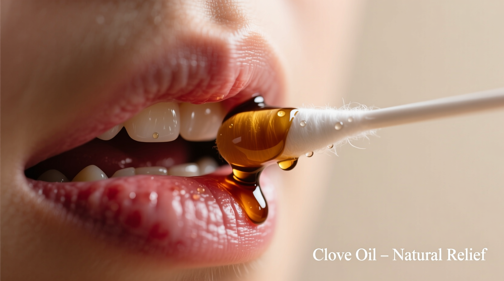 Clove oil application on cotton swab for gum relief