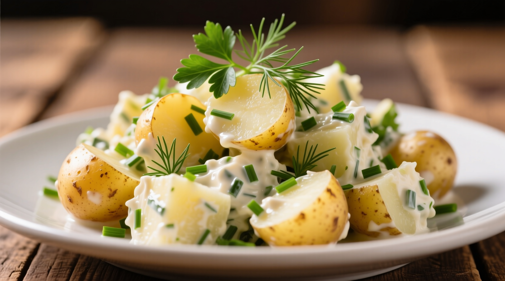 Perfectly textured potato salad with fresh herbs