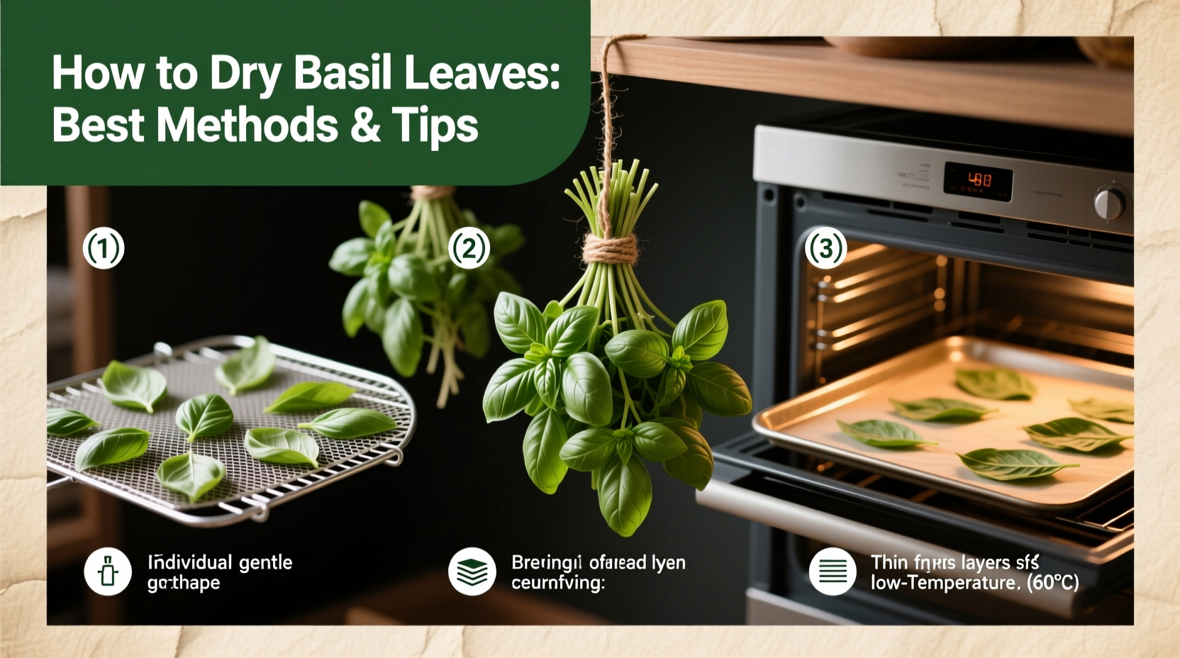 how to dry out fresh basil leaves