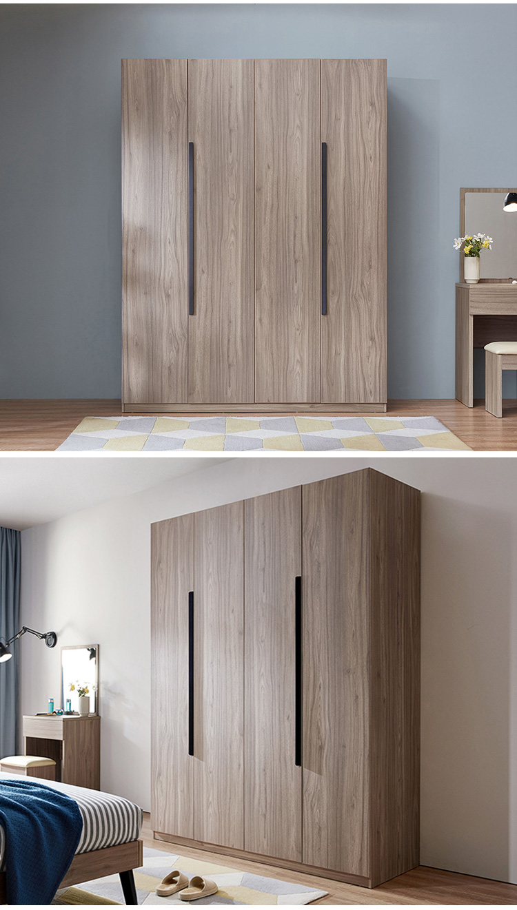 Linsy Home Modern Simple Bedroom Room Home Standing Cabinet Four Door Wooden Wardrobe