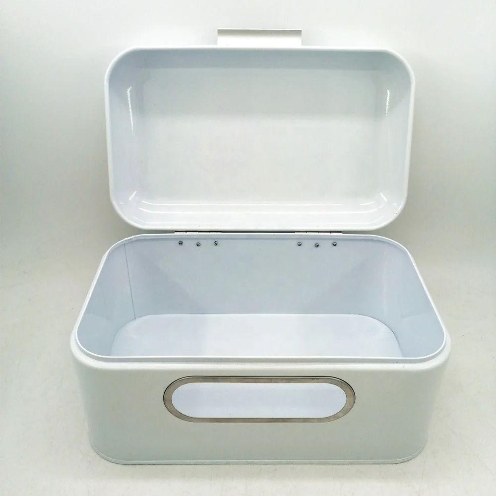 Rectangle Metal Steel Bread Box Container Food Storage Bin with Front Window