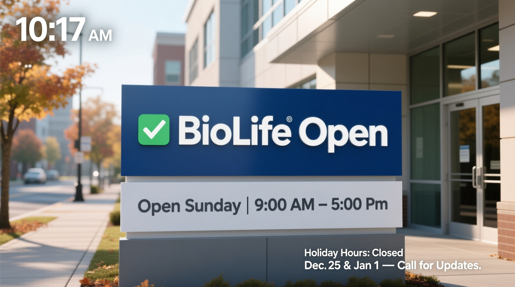 is biolife open on sunday