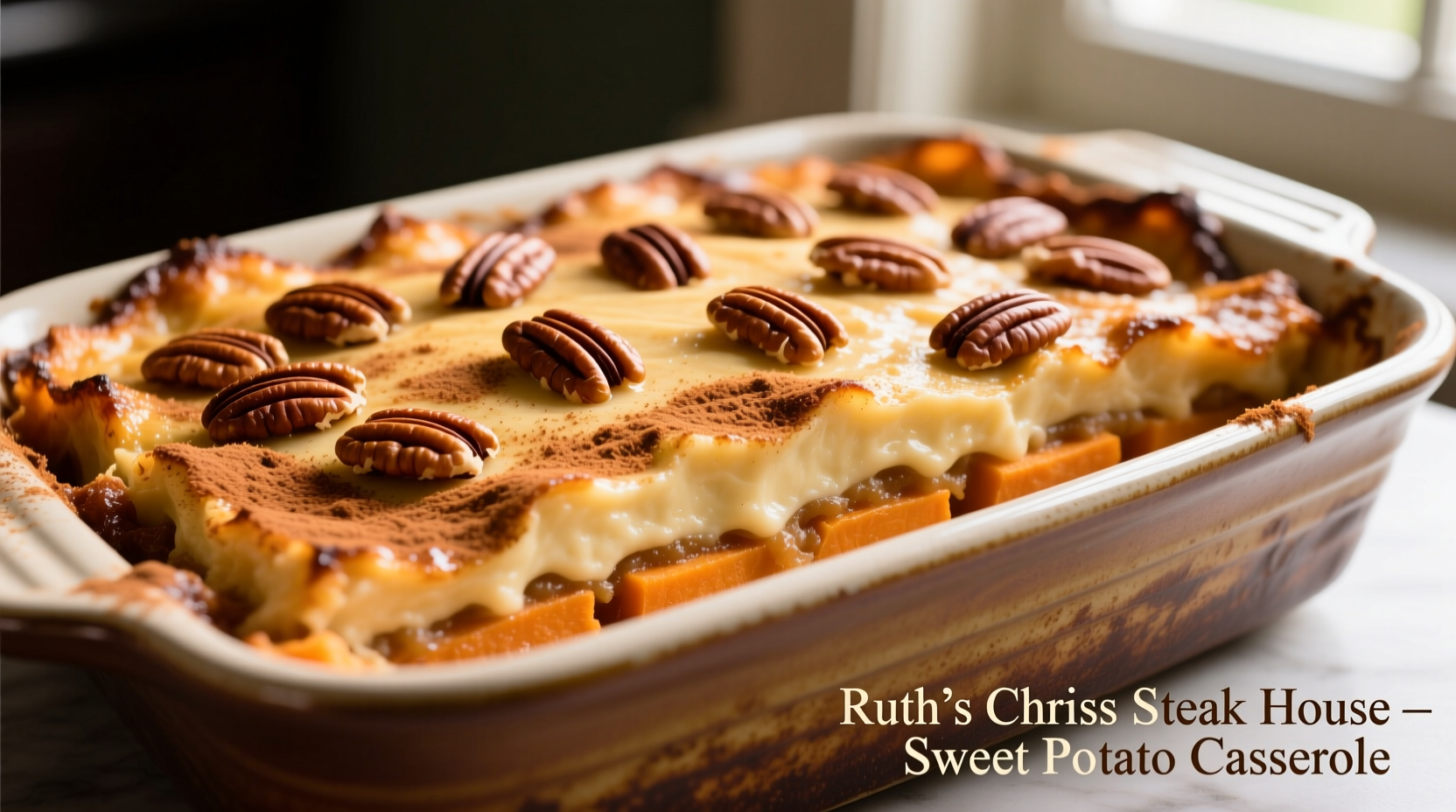 Ruth's Chris sweet potato casserole with golden pecan topping