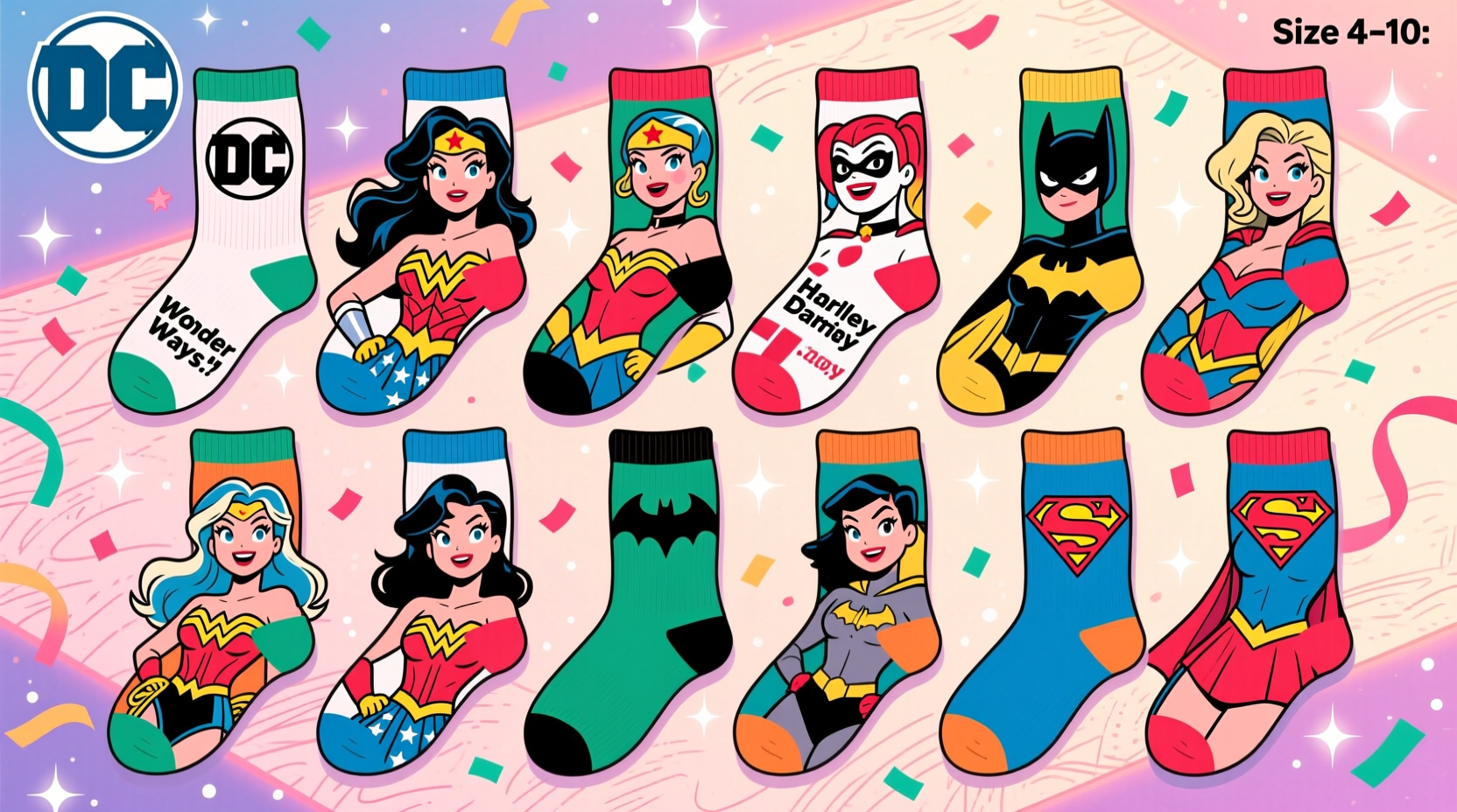 12 days of socks womens dc comics size 4 10