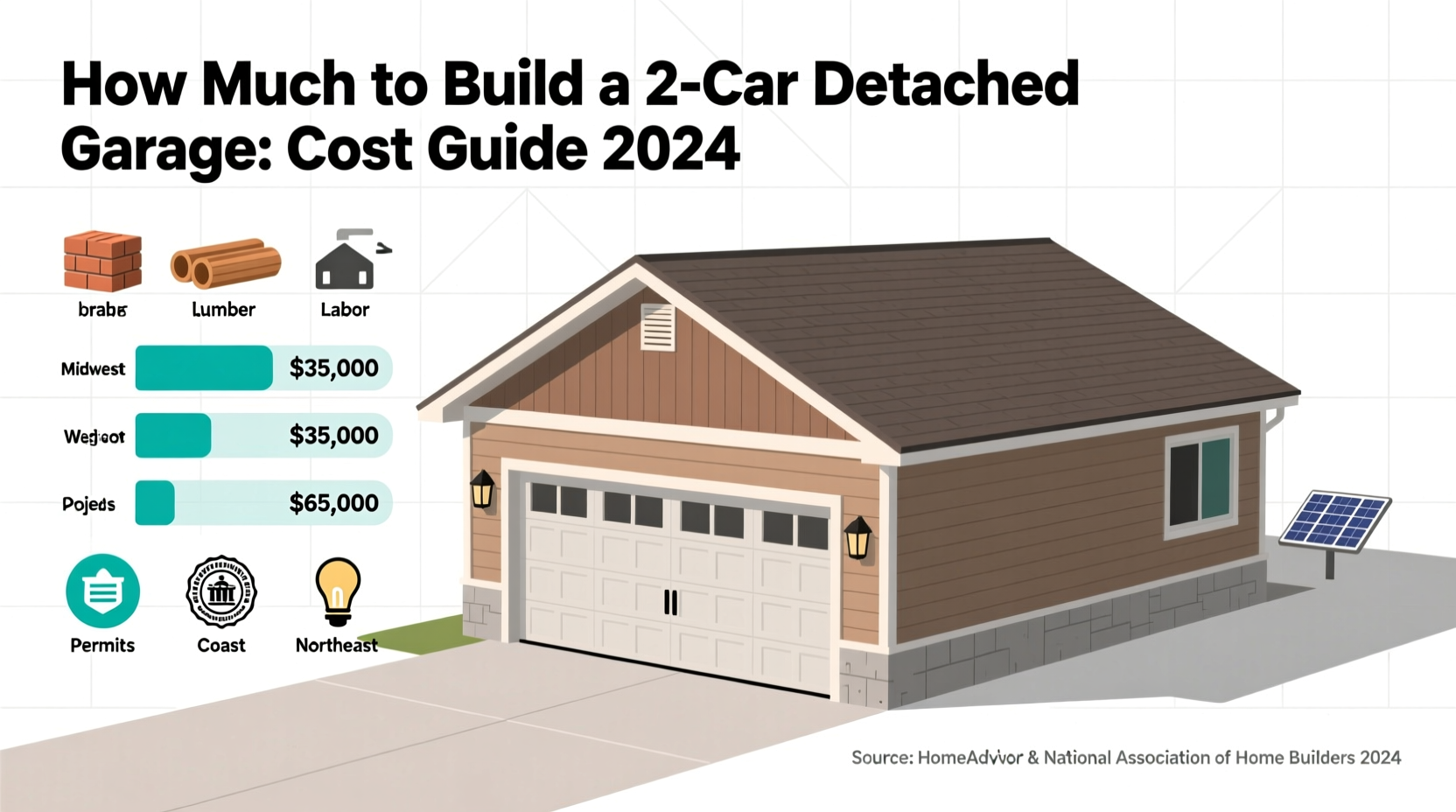 how much to build a 2 car detached garage