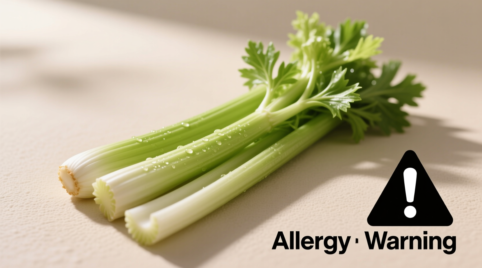 Celery stalks with allergy warning symbol