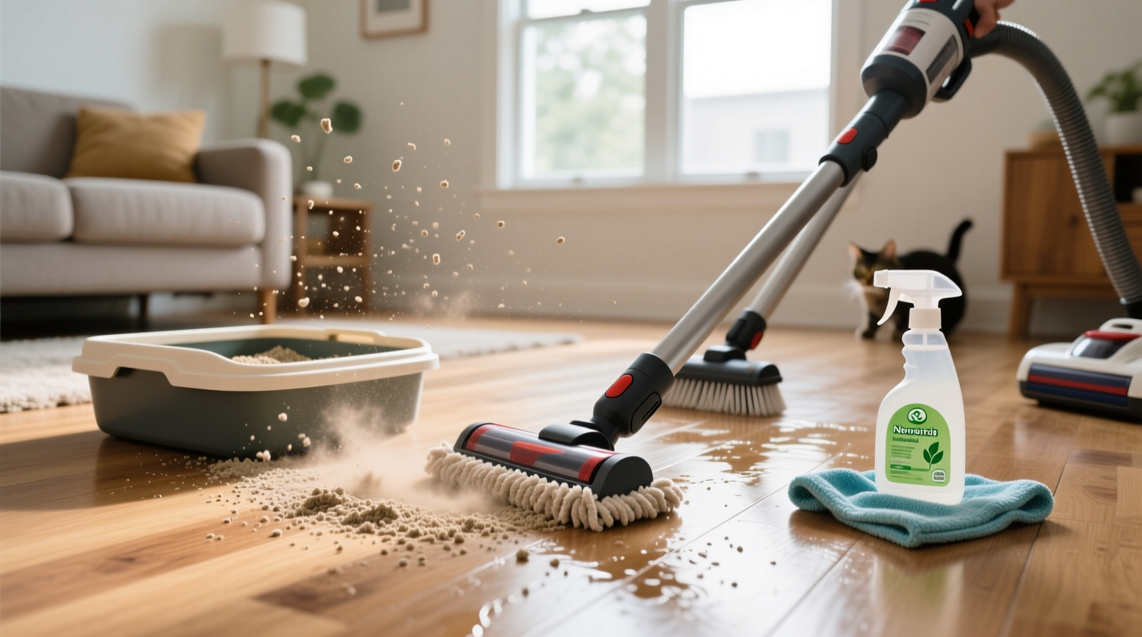 effective methods to remove cat litter dust from floors without causing damage