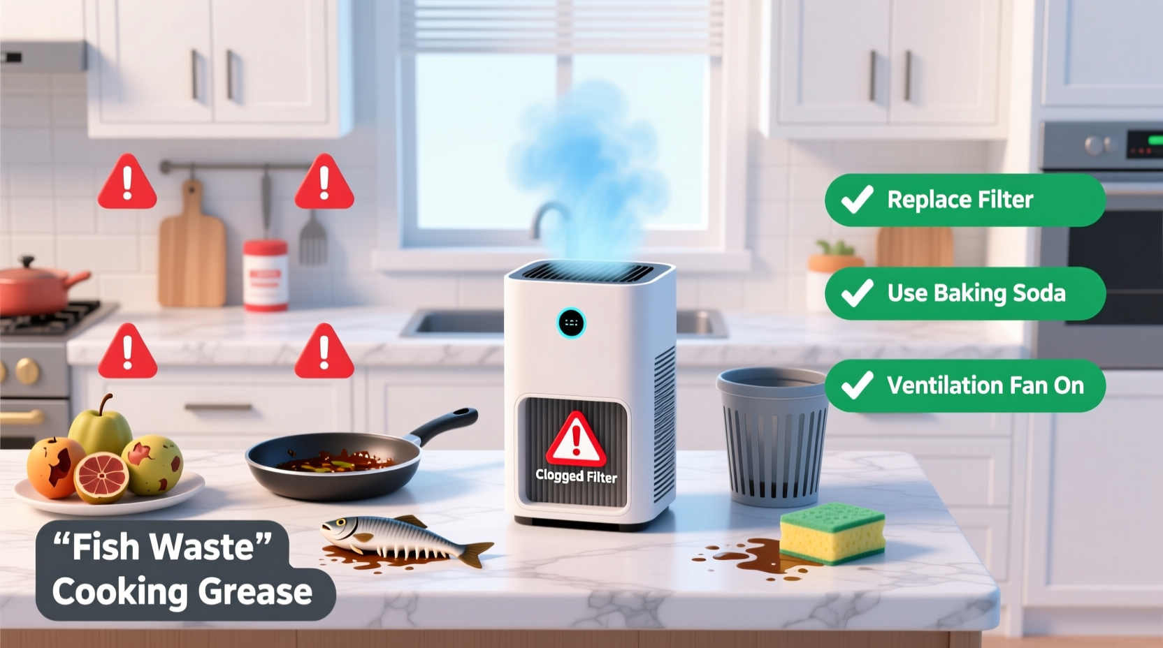 air cleaner odor mistakes kitchen