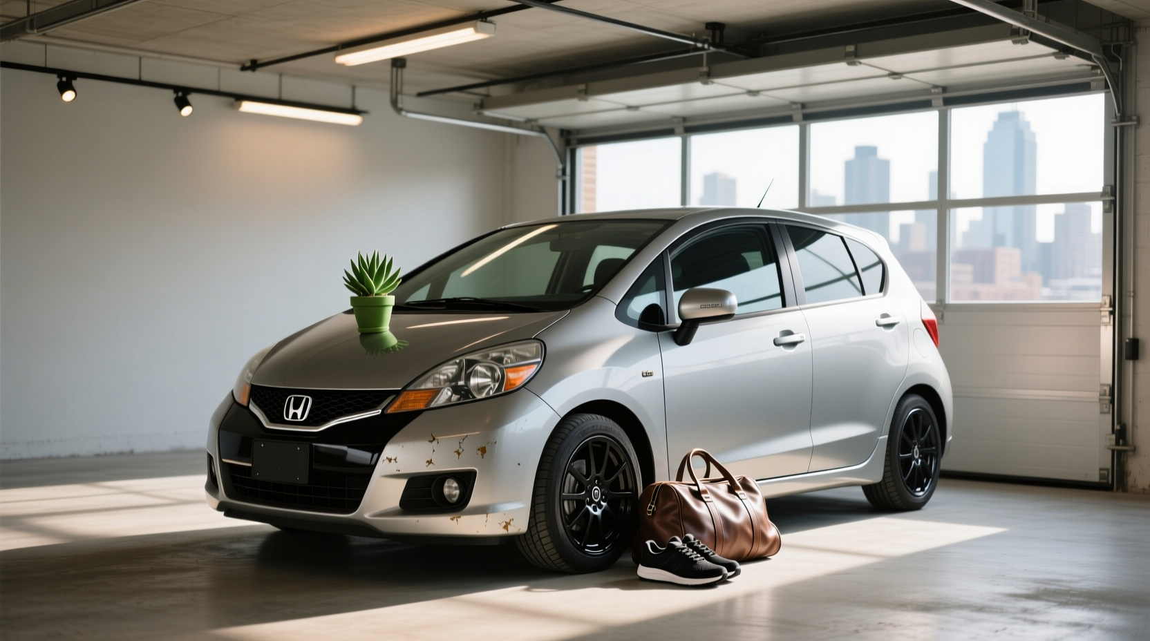 2008 Honda Fit Sport hatchback parked on urban street