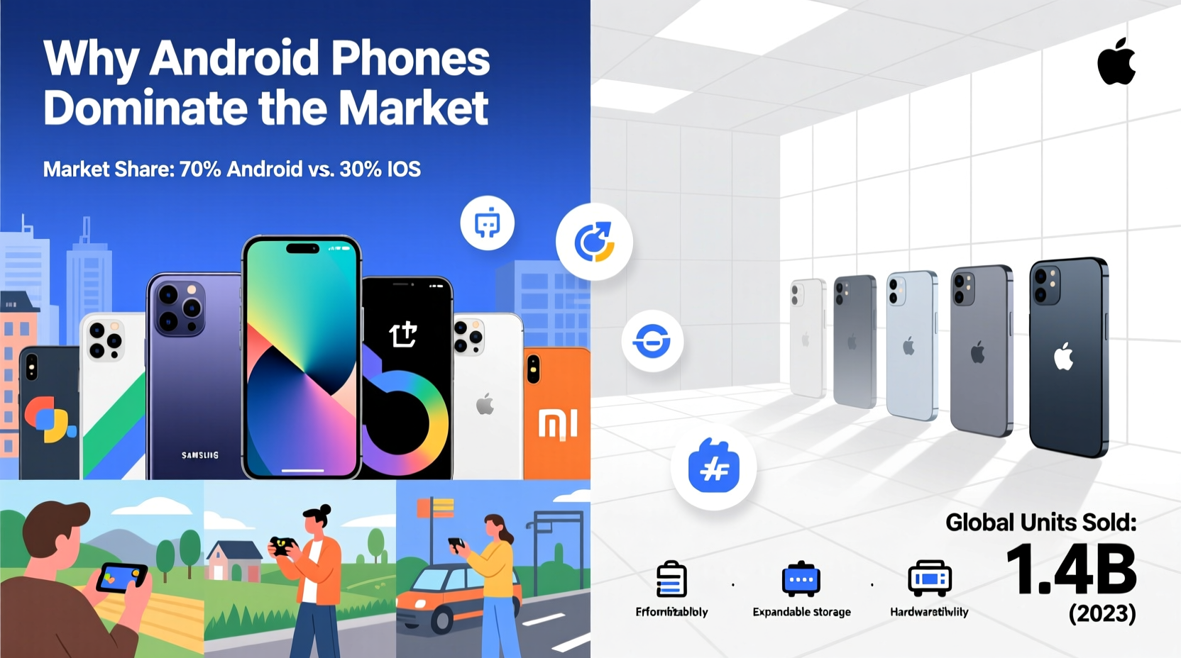 why are android phones still so much more popular than iphones