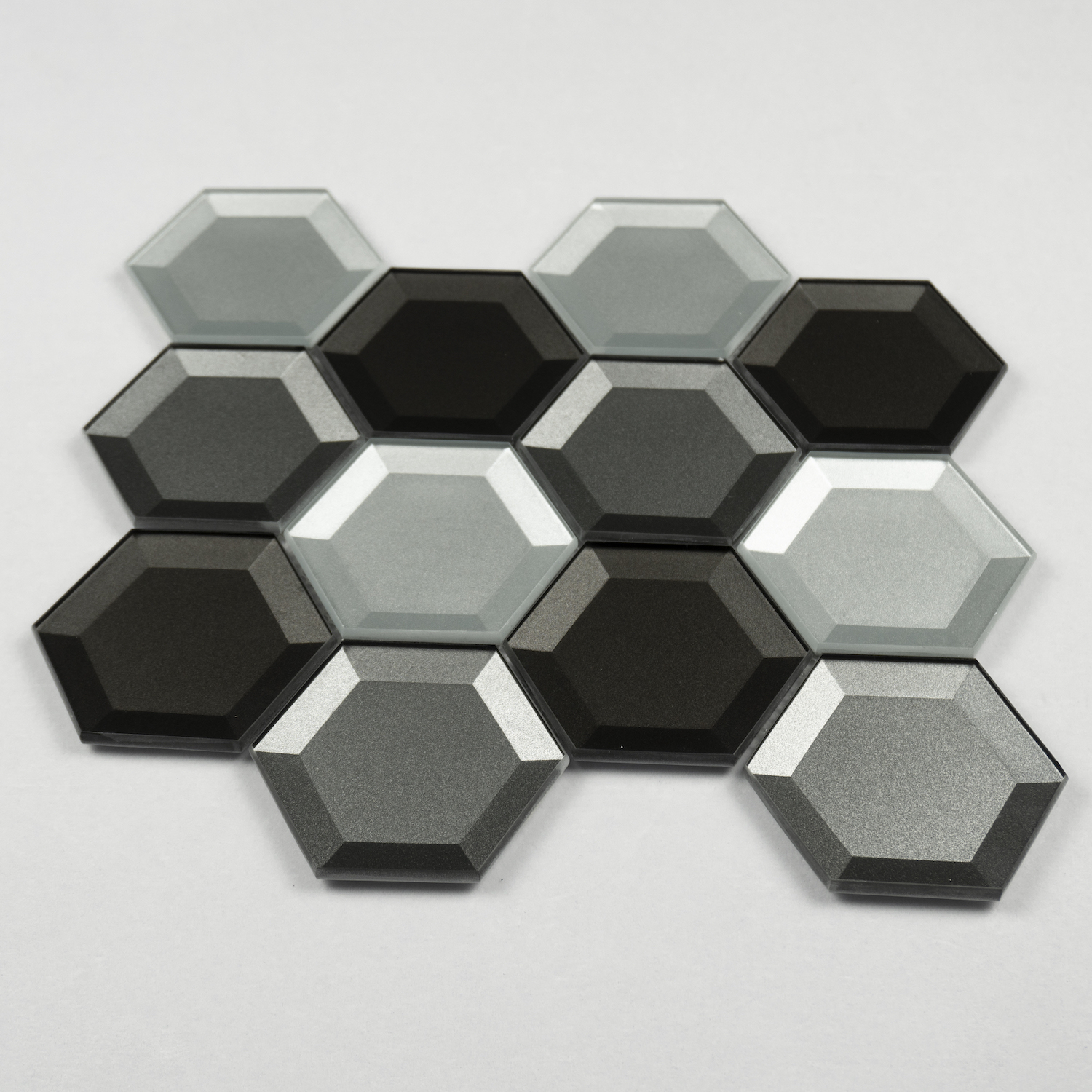 Hotel Project Glass Hexagonal Mosaics Crystal Mixed Color 8mm Thickness Mosaic Tile
