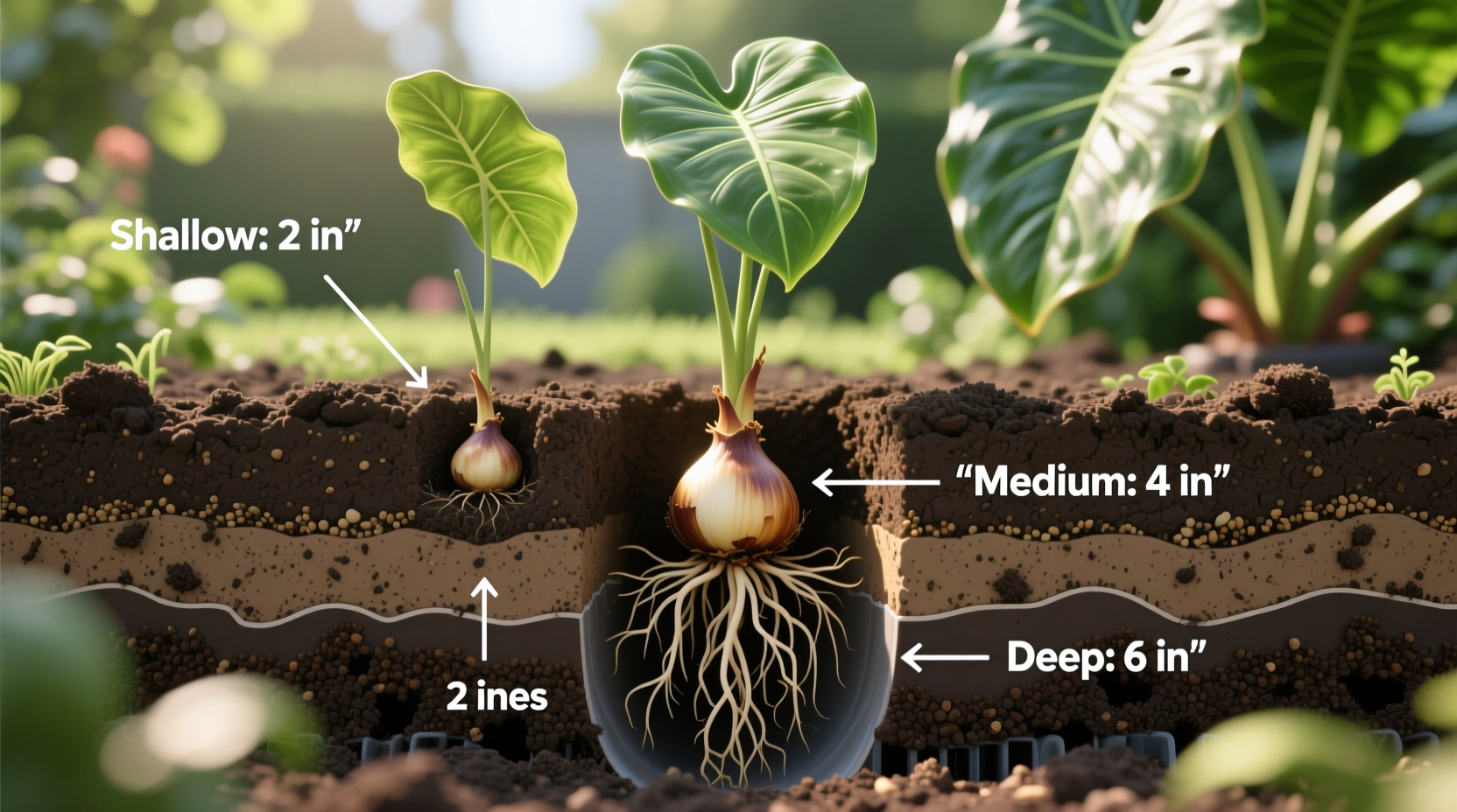 how deep plant elephant ear bulbs