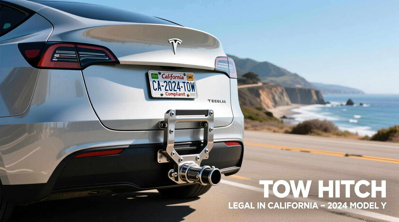 model y 2024 tow hitch california law
