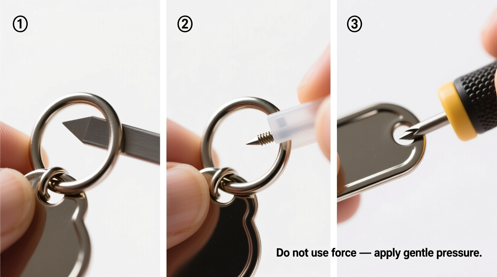how to safely and easily open the ring on a dog id tag without damaging it