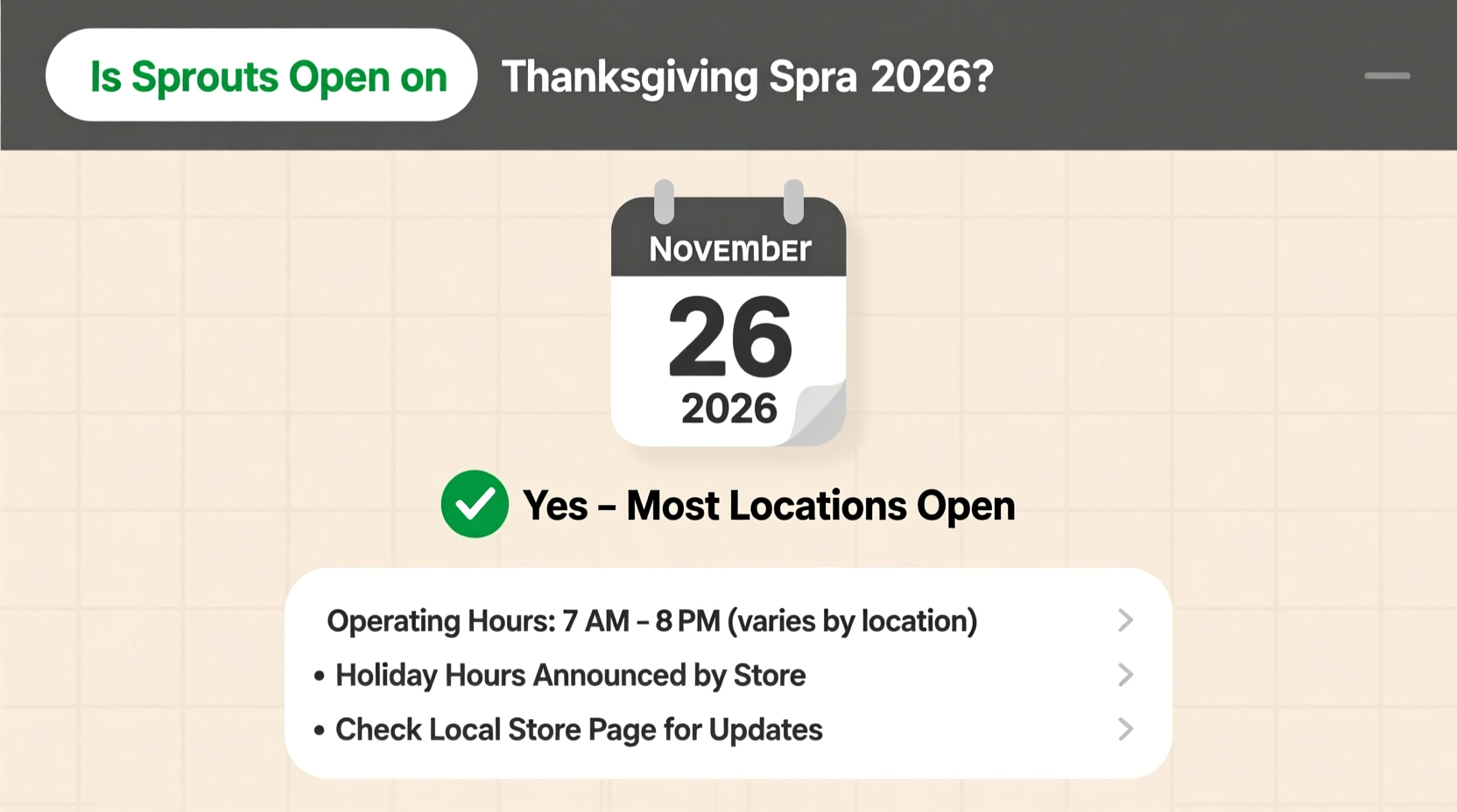 is sprouts open on thanksgiving 2026