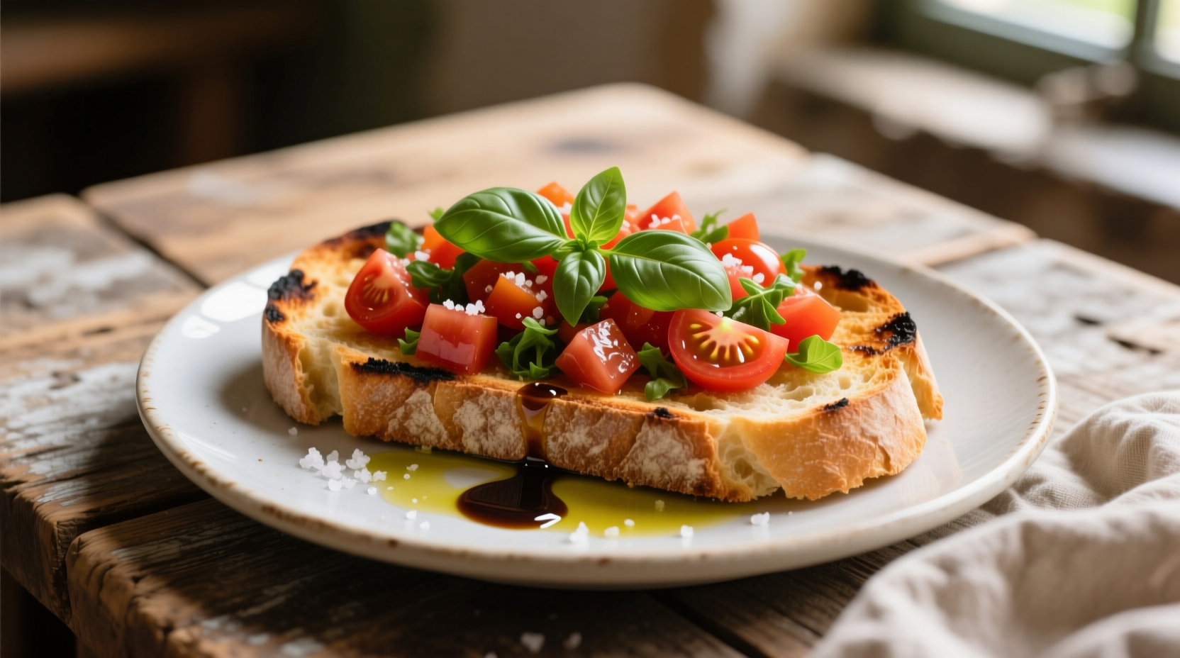 Fresh tomato bruschetta on rustic bread