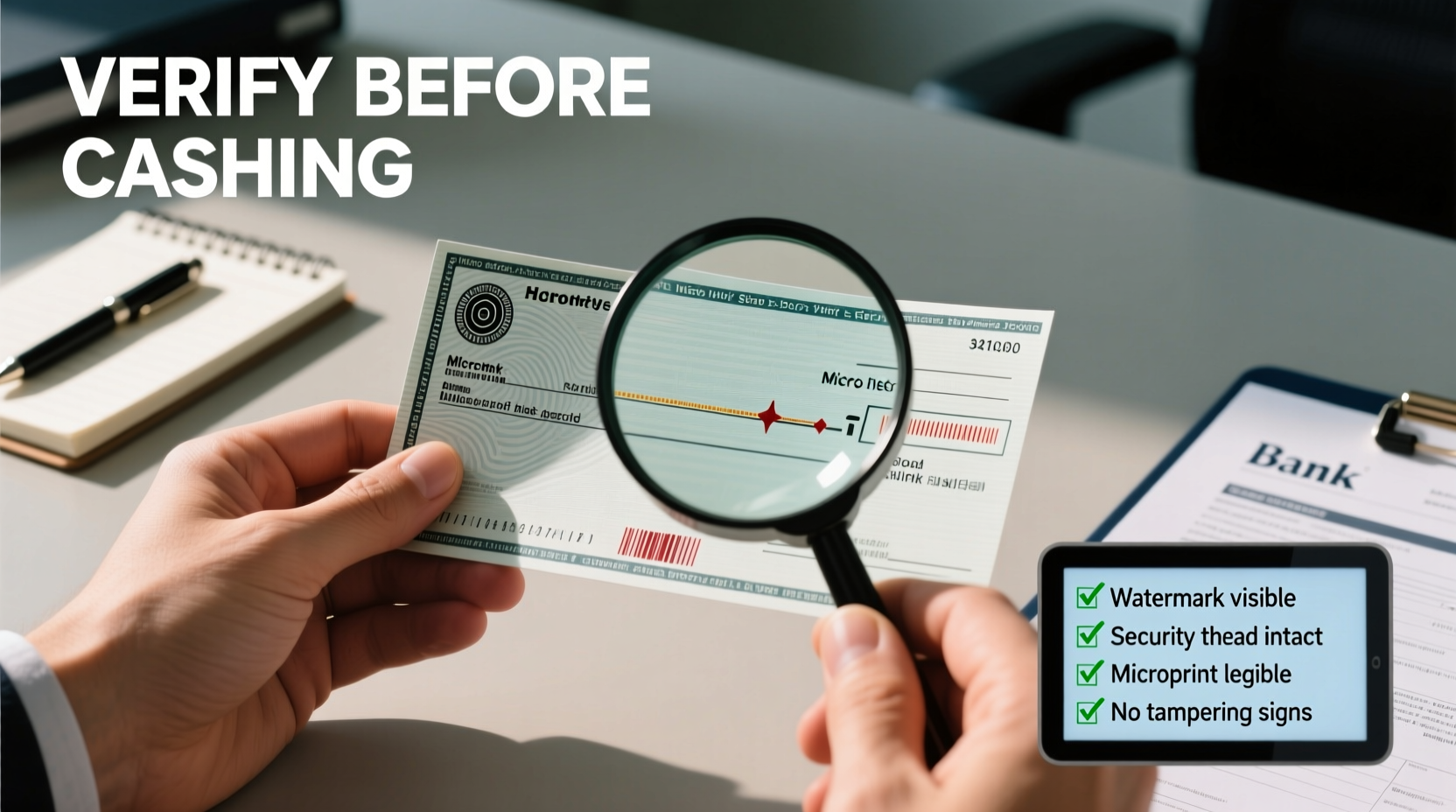 how to confidently verify a checks authenticity before cashing or depositing