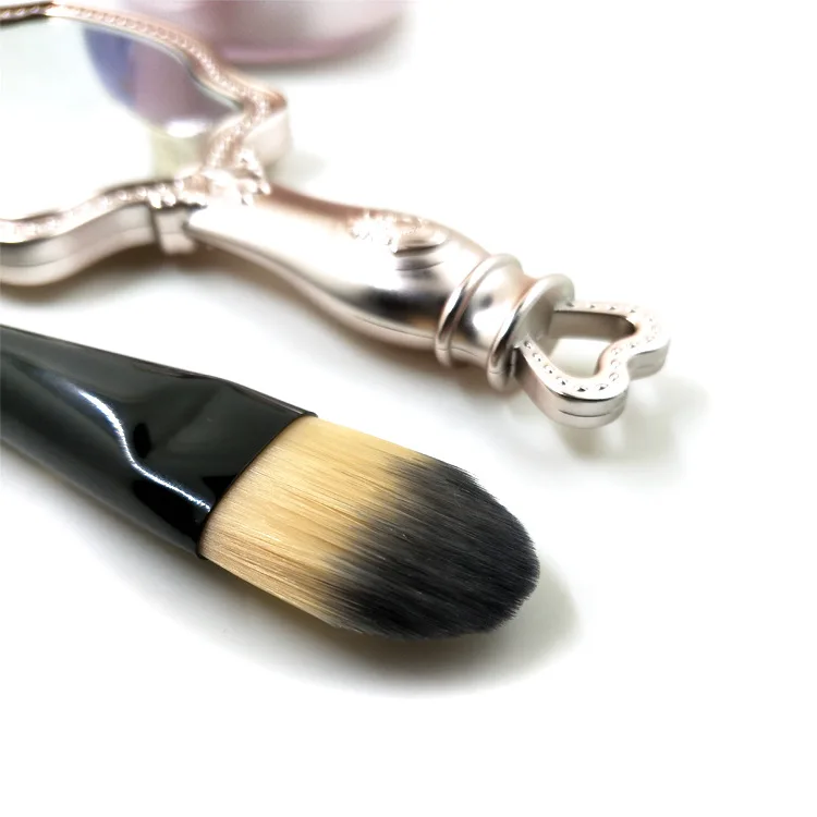 Private Label Black foundation brush makeup mask brush OEM ODM Long Handle 18cm Foundation Makeup Brush
