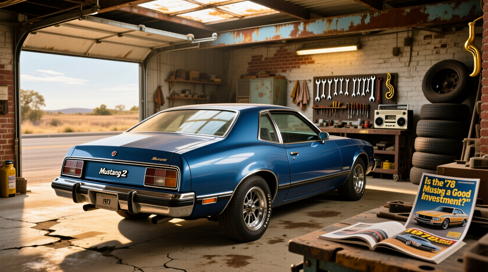 1978 Ford Mustang II hatchback parked on residential street