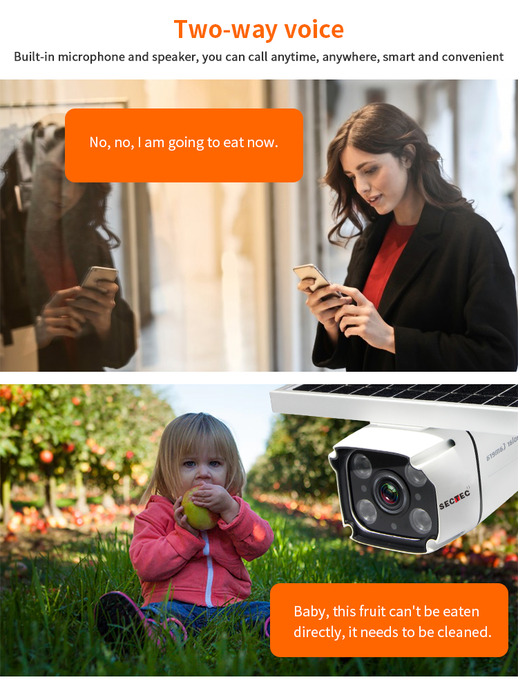 Sectec HD 1080P Ngoài trời IP67 Wifi không thấm nước Thẻ SIM 4G Camera quan sát năng lượng mặt trời Camera không dây IP Camera năng lượng mặt trời