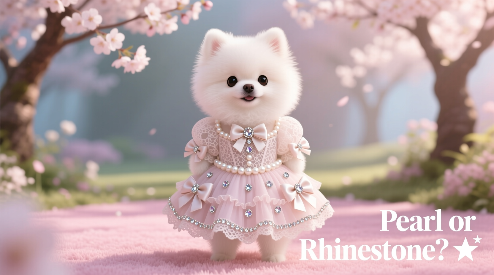 dog dress are pearl bows or rhinestones a cuter look help me decide