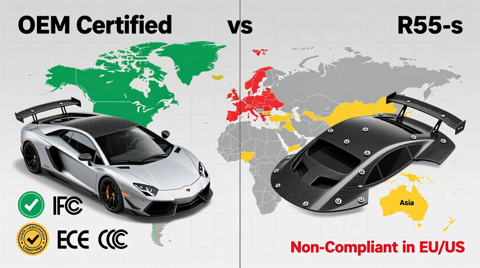 R55 Carbon Roof Legality: OEM vs. Aftermarket by Region