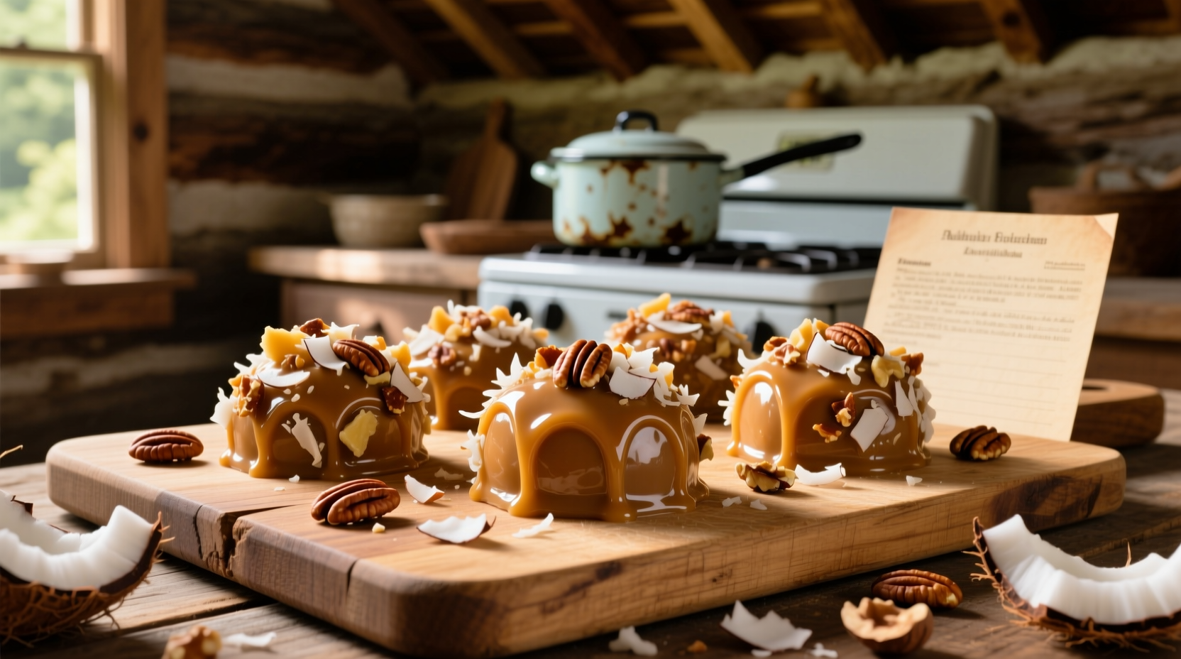 Homemade Appalachian potato candy rolled in coconut and nuts