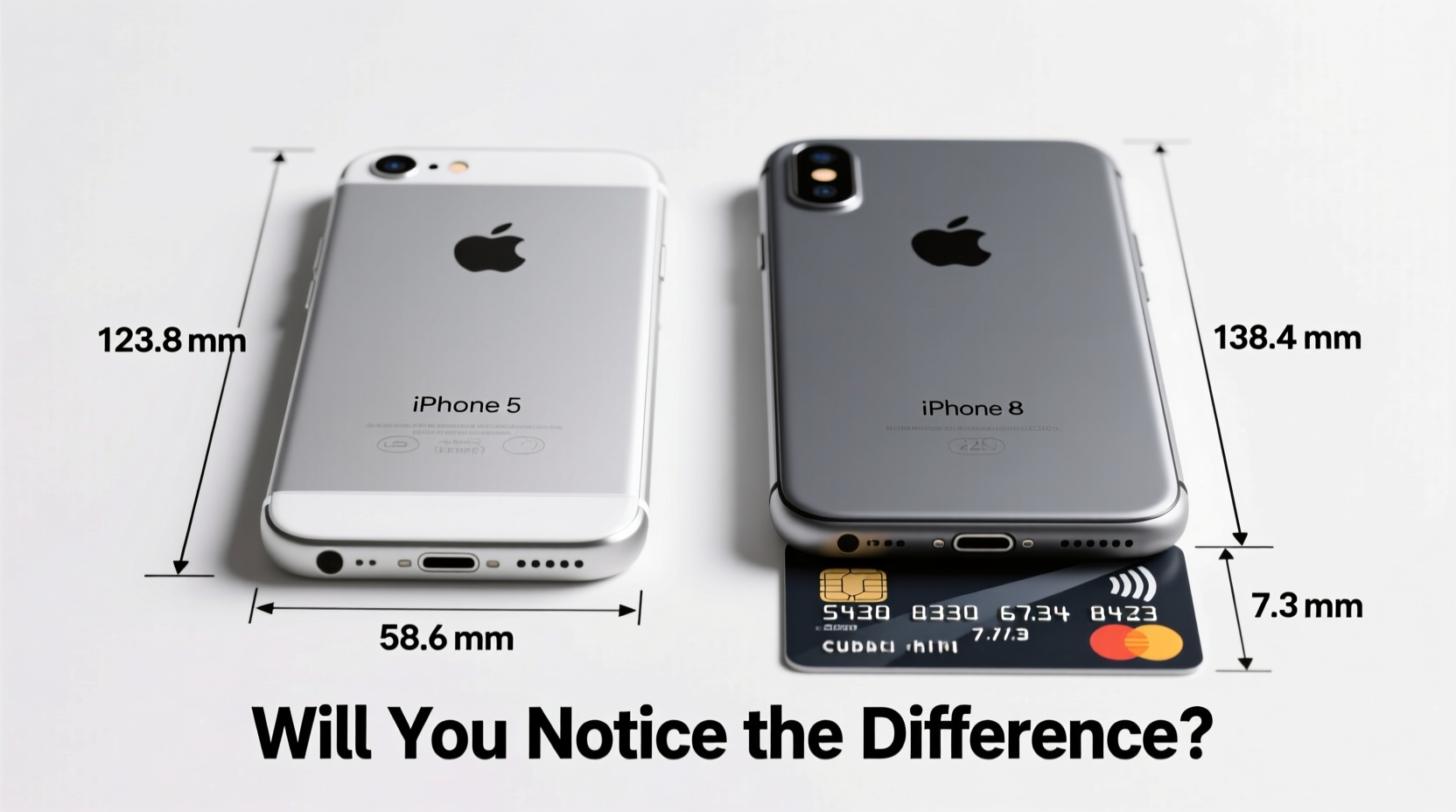 iphone 5 vs iphone 8 size will i actually notice a difference