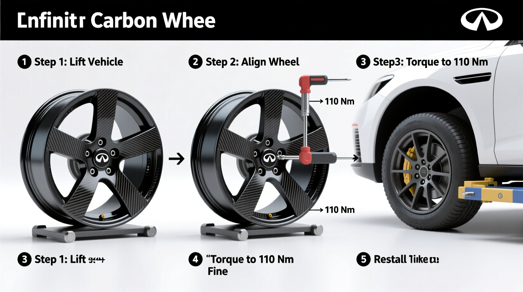 infiniti carbon wheel install guide