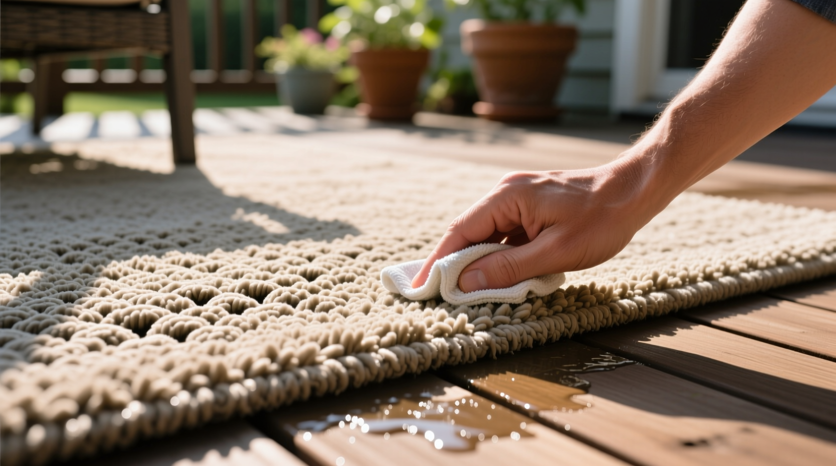 how to remove outdoor rug dents