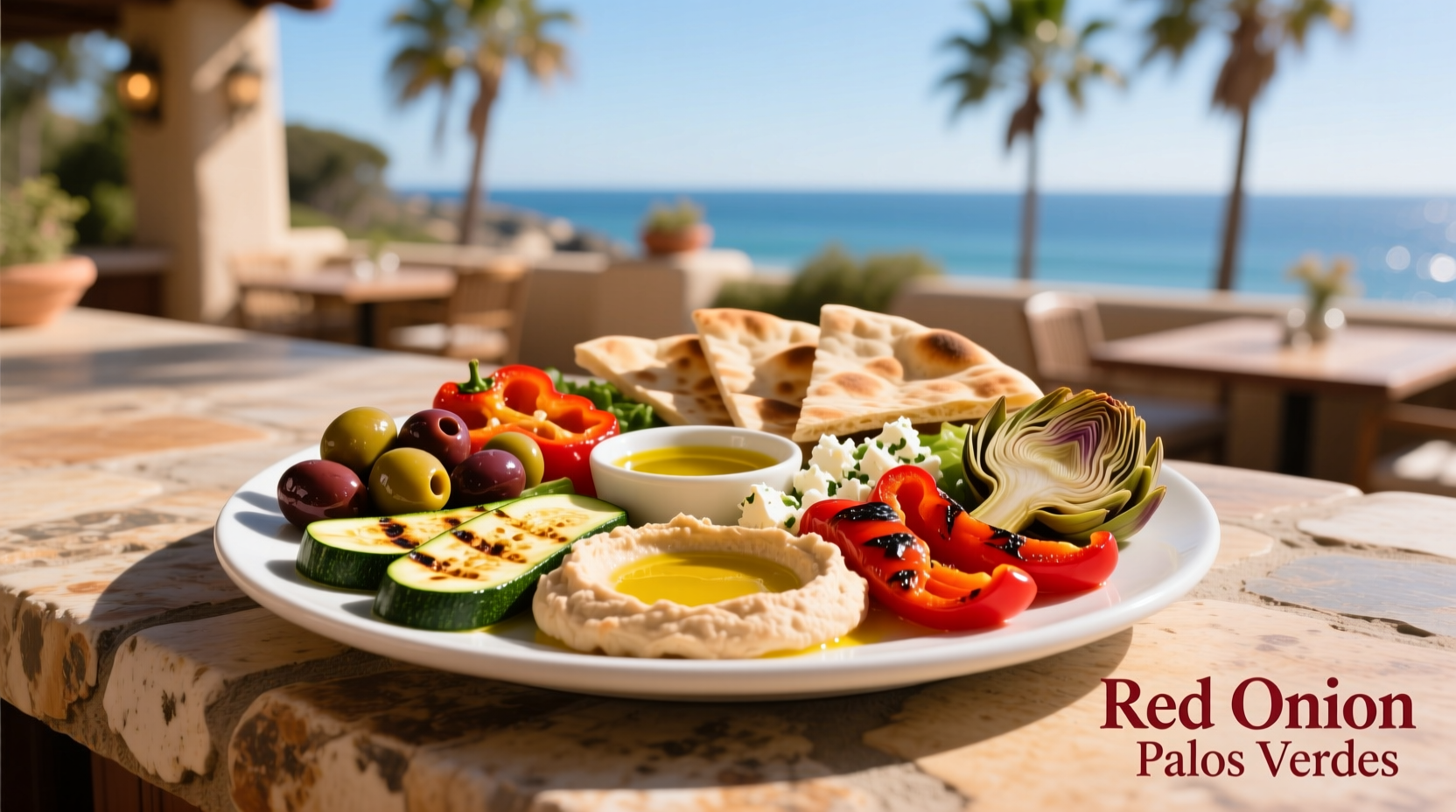 Mediterranean platter at Red Onion Palos Verdes