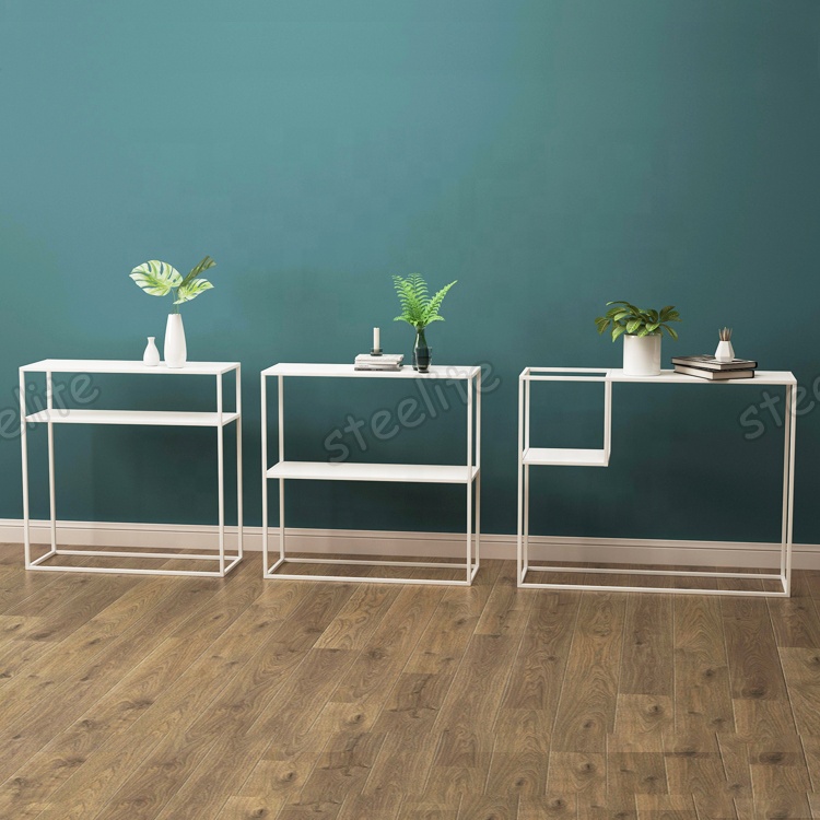 Gold White Black Metal Console Table in the Hallway
